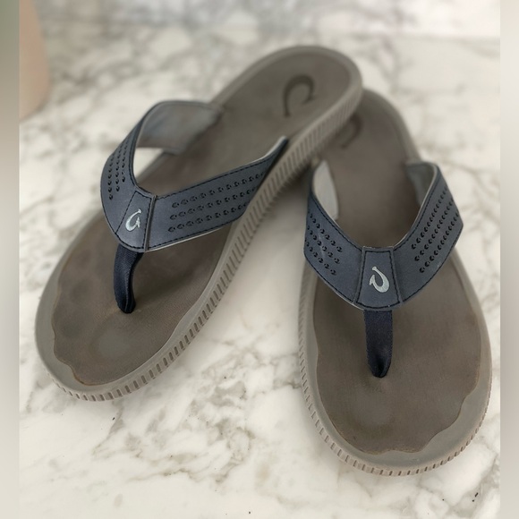 OluKai Ulele 10435-TF26 Blue Charcoal Beach Sandals Mens Size 12 - Picture 2 of 6